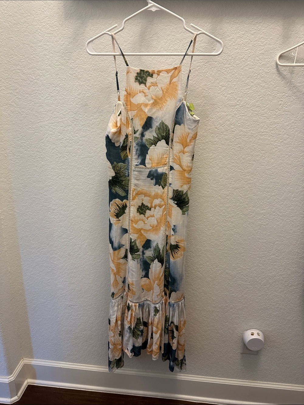 Floral Spaghetti-Strap Maxi Dress in Yellow & Green